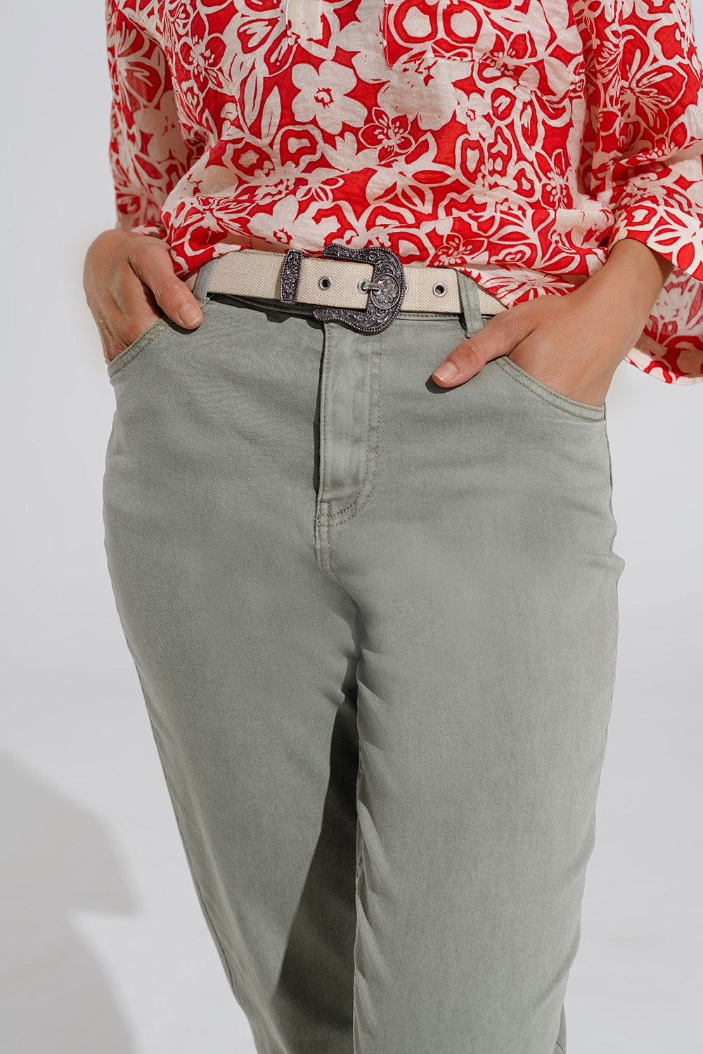 Calça Jeans Skinny Basic na cor Kakhi