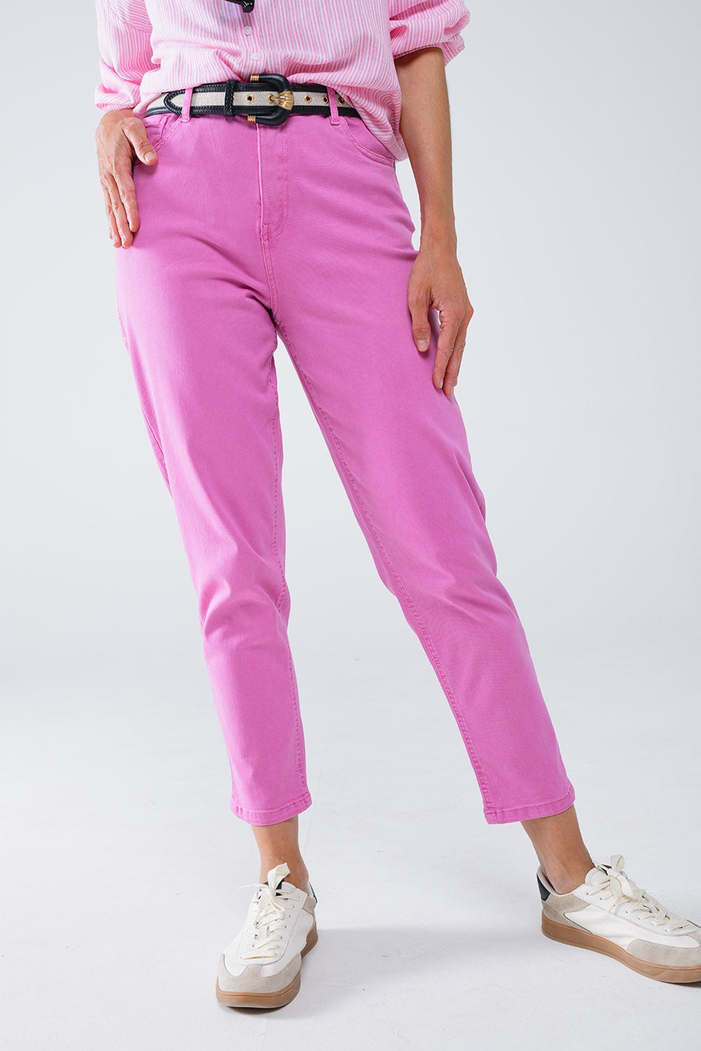 Calça Jeans Skinny Basic na cor rosa