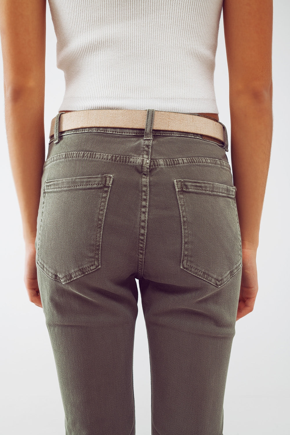 Calça Jeans Skinny Básica Verde Militar