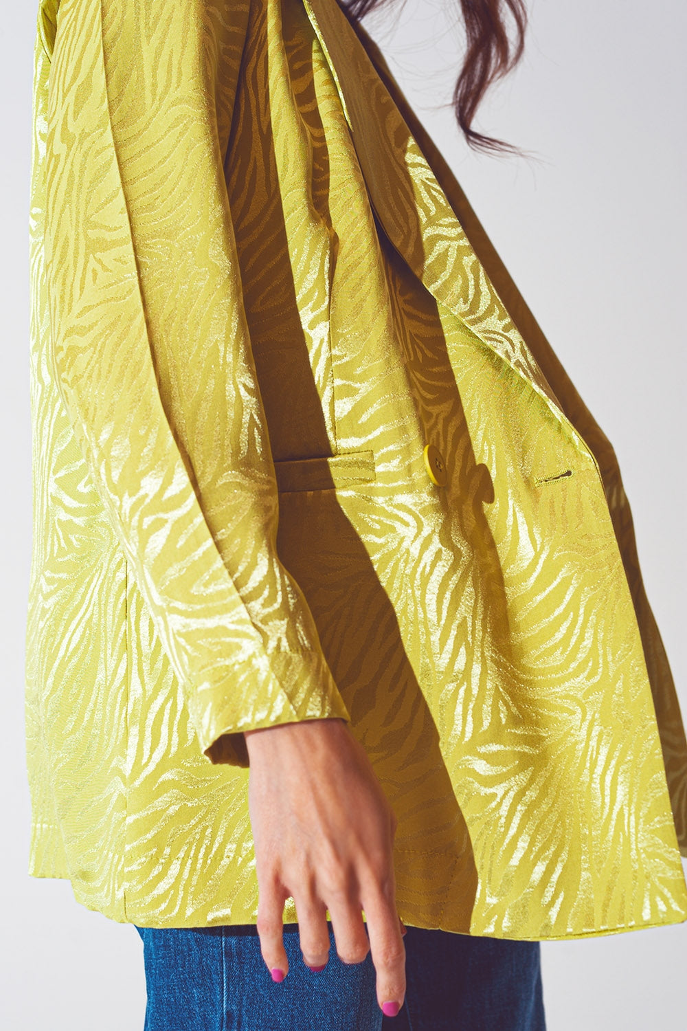 Blazer de estampa zebra oversized em verde