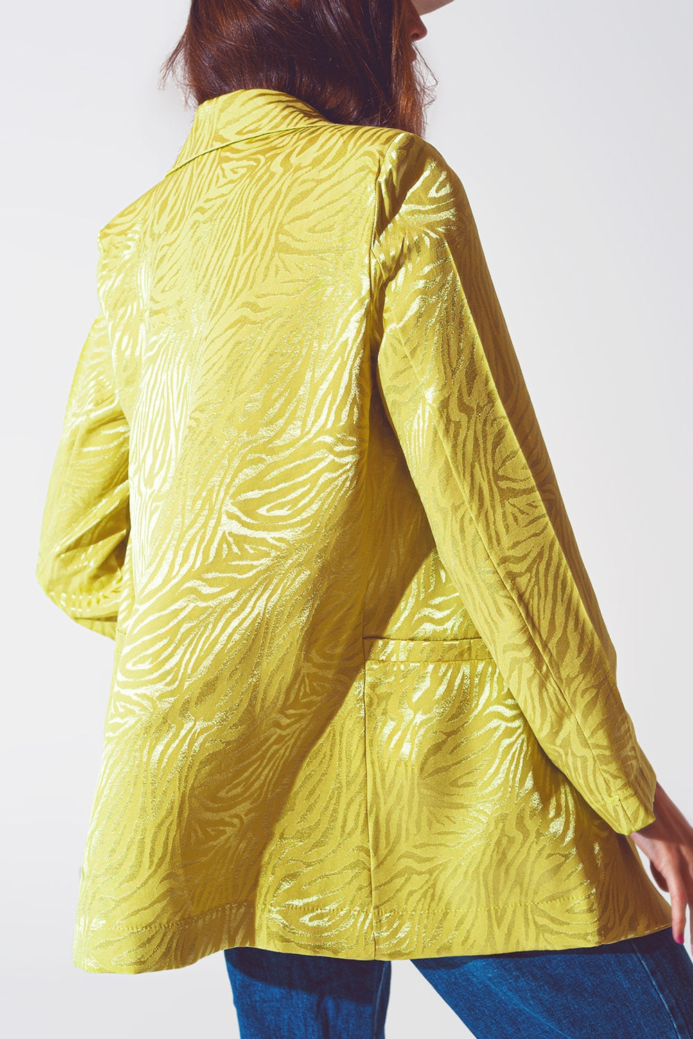 Blazer de estampa zebra oversized em verde