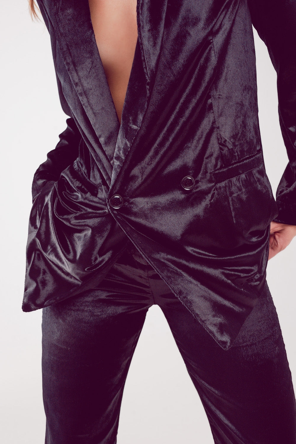 Blazer de veludo preto oversize
