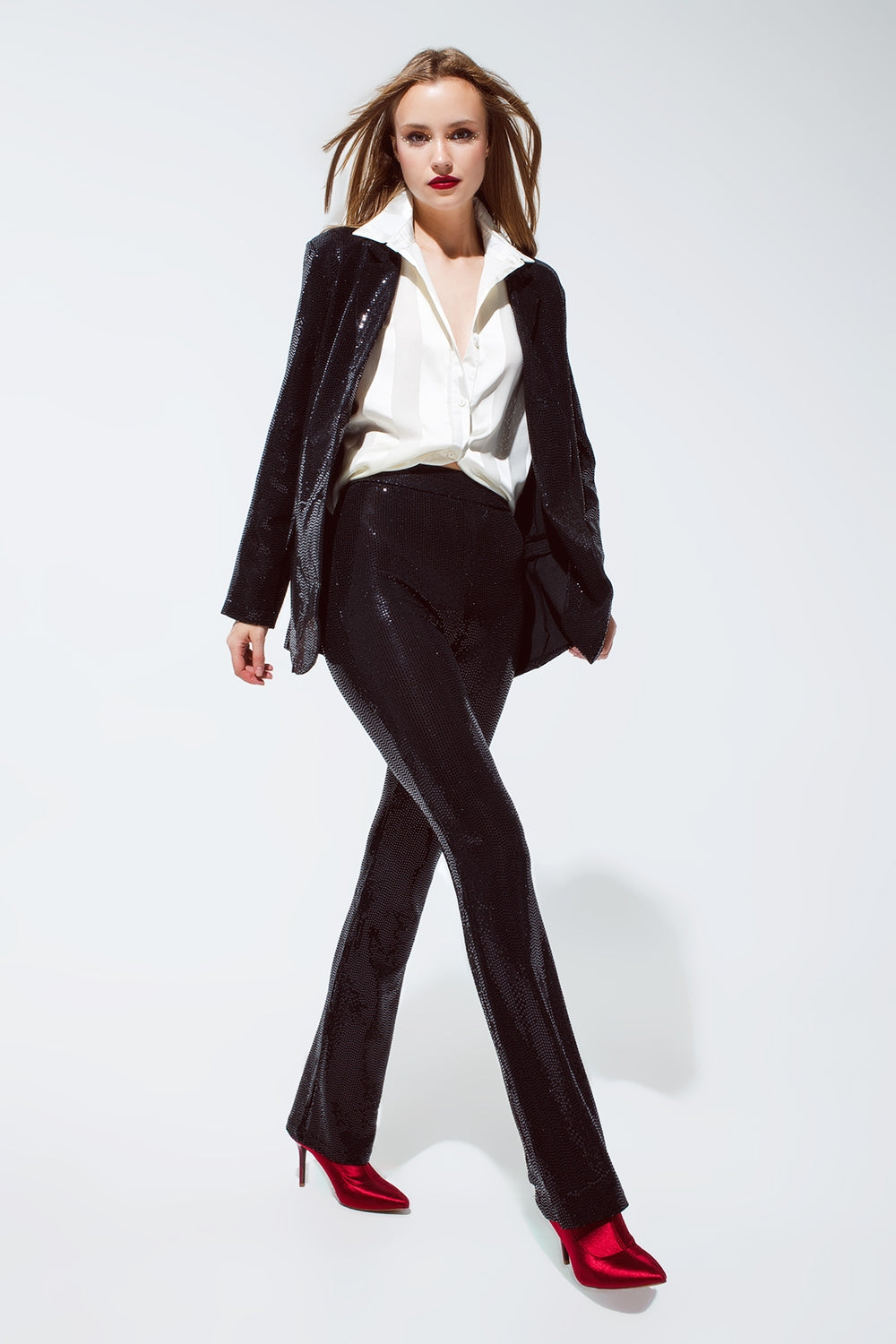 Blazer Party Relaxed com lantejoulas em preto