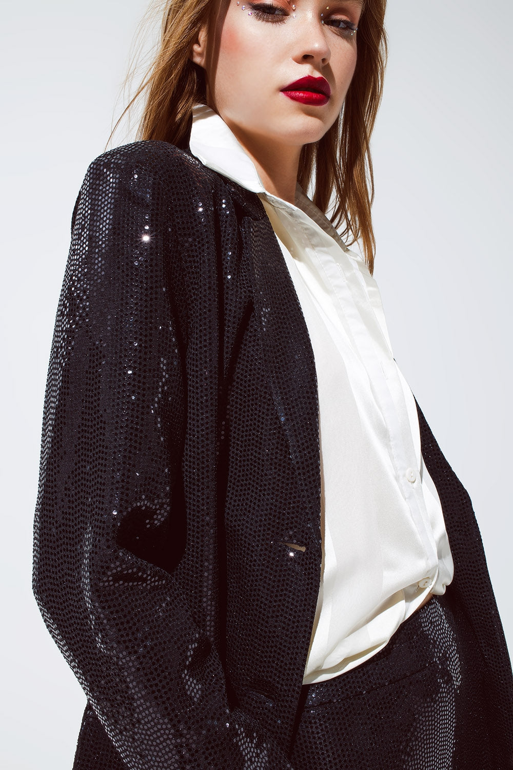 Blazer Party Relaxed com lantejoulas em preto