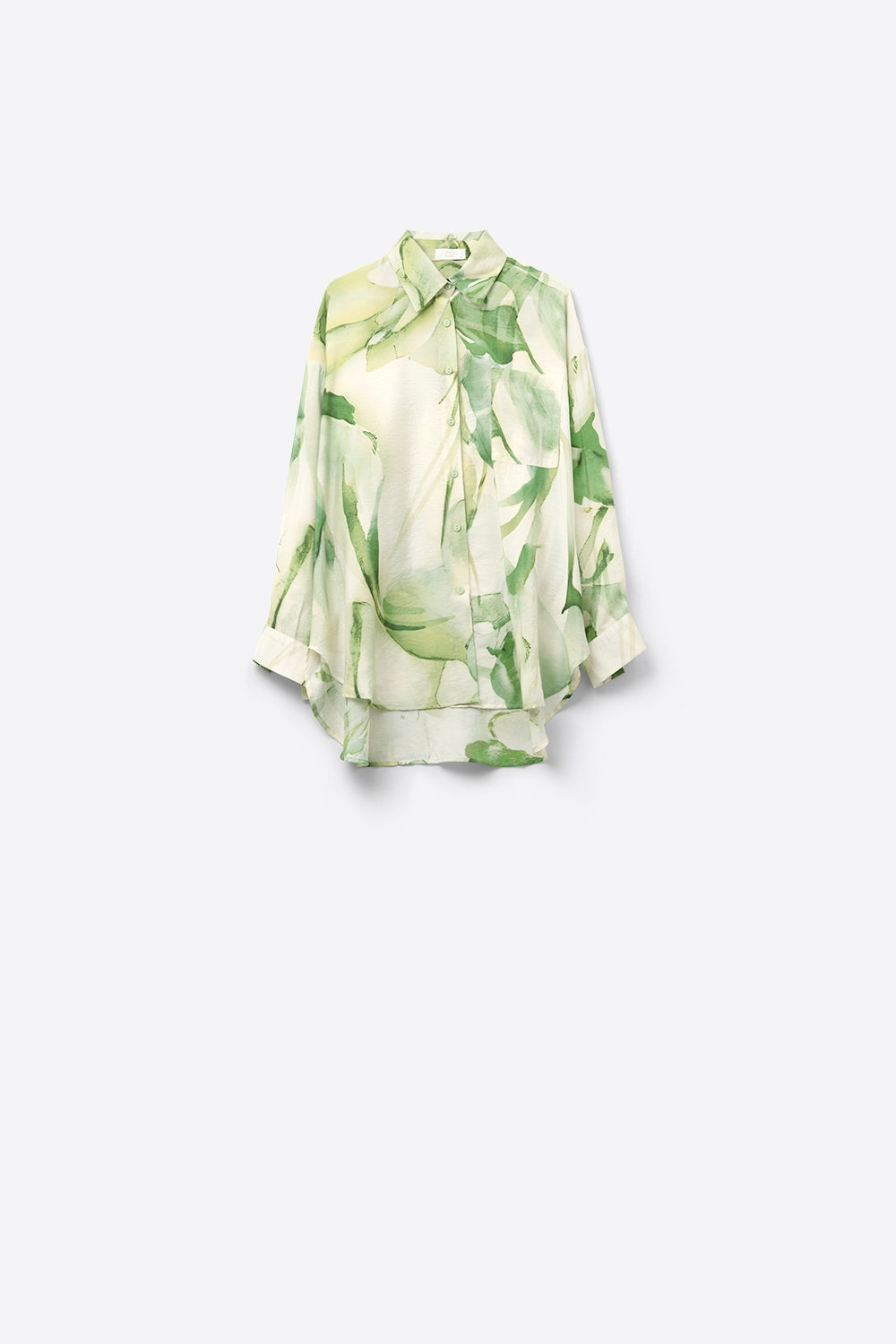 Blusa com botões estampada em aguarela verde