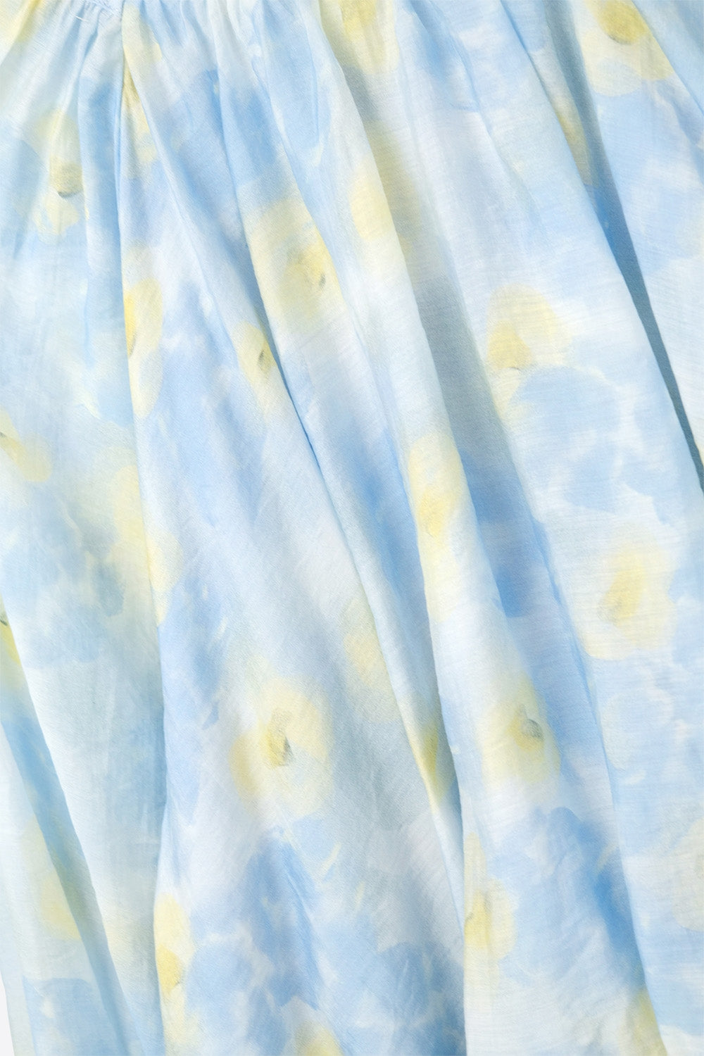 Blusa de chiffon azul estampada com mangas balão