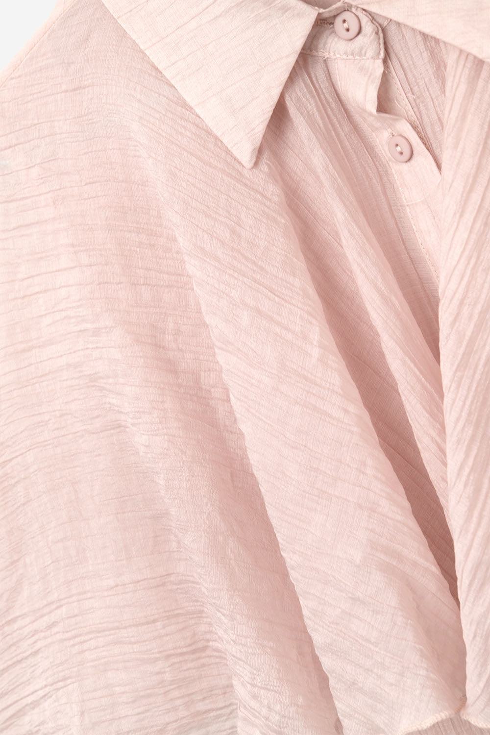 Blusa de chiffon texturizada cor-de-rosa com mangas caídas
