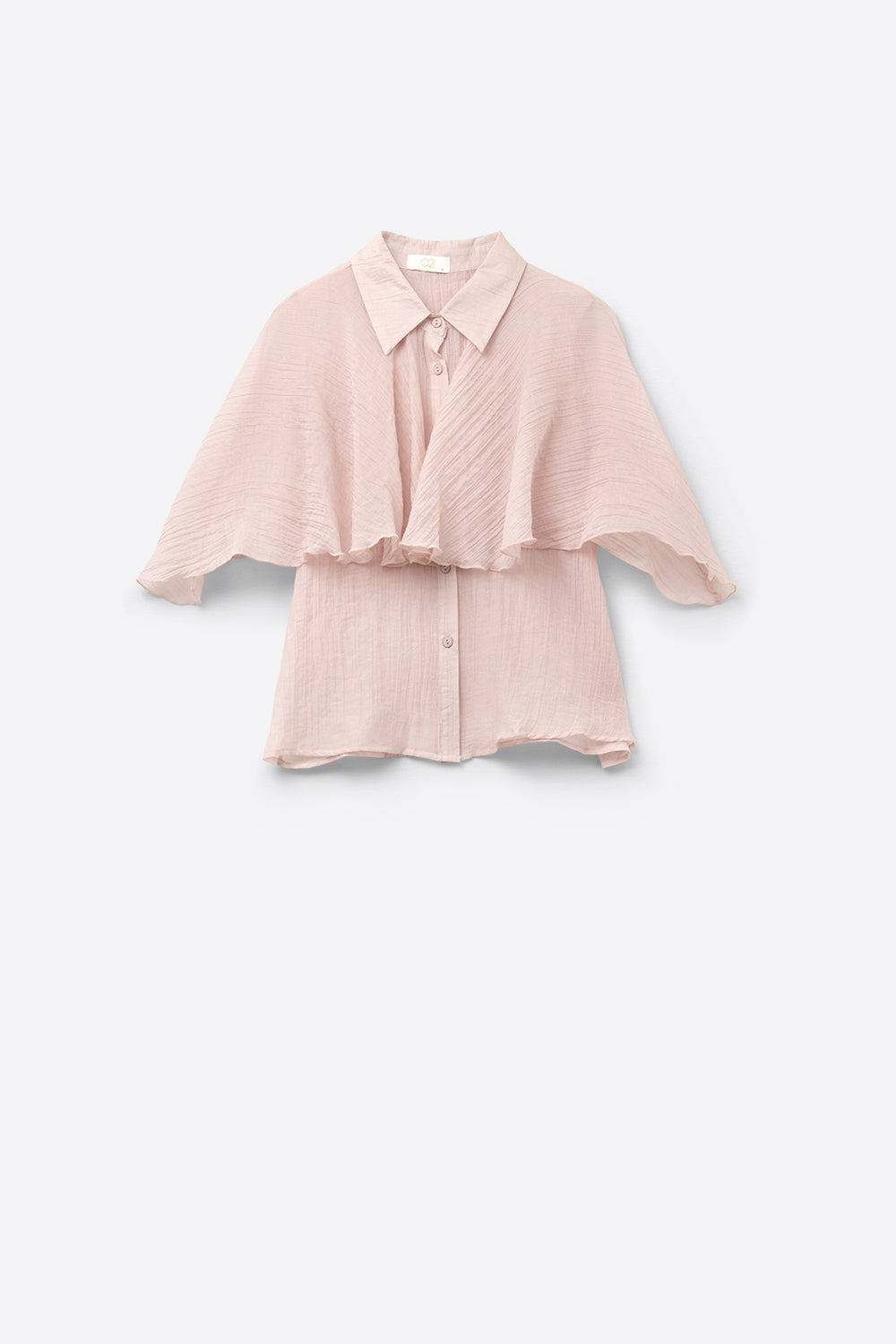 Blusa de chiffon texturizada cor-de-rosa com mangas caídas