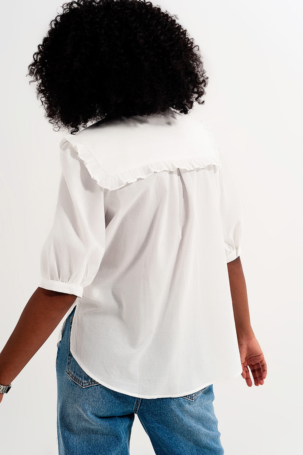 blusa de colarinho da pradaria em branco