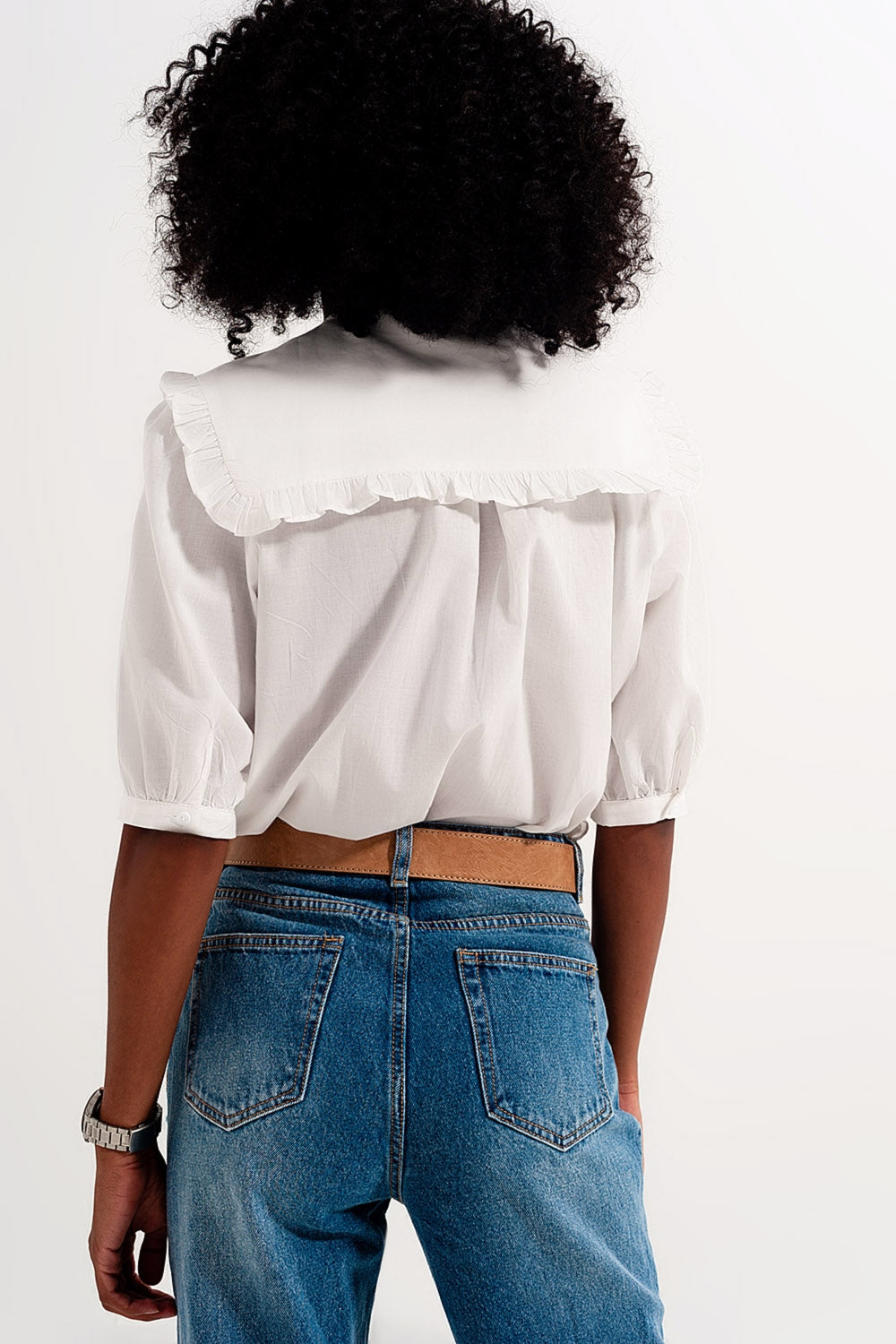 blusa de colarinho da pradaria em branco