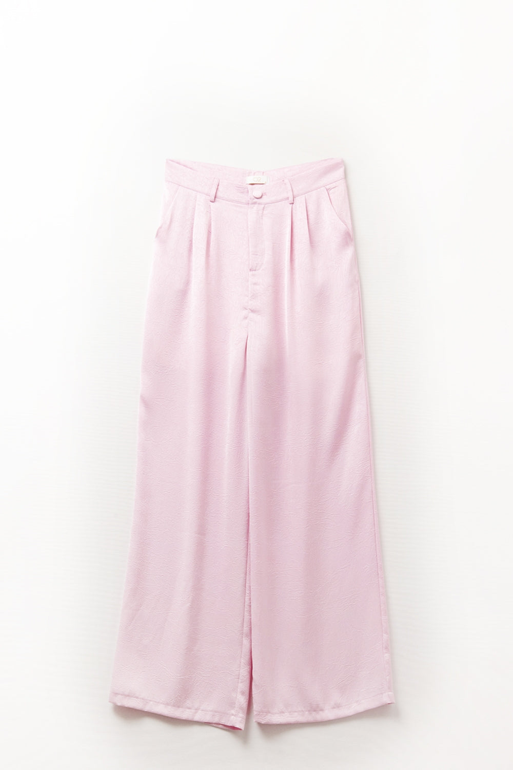 Calça de cetim à medida com perna larga em cor-de-rosa