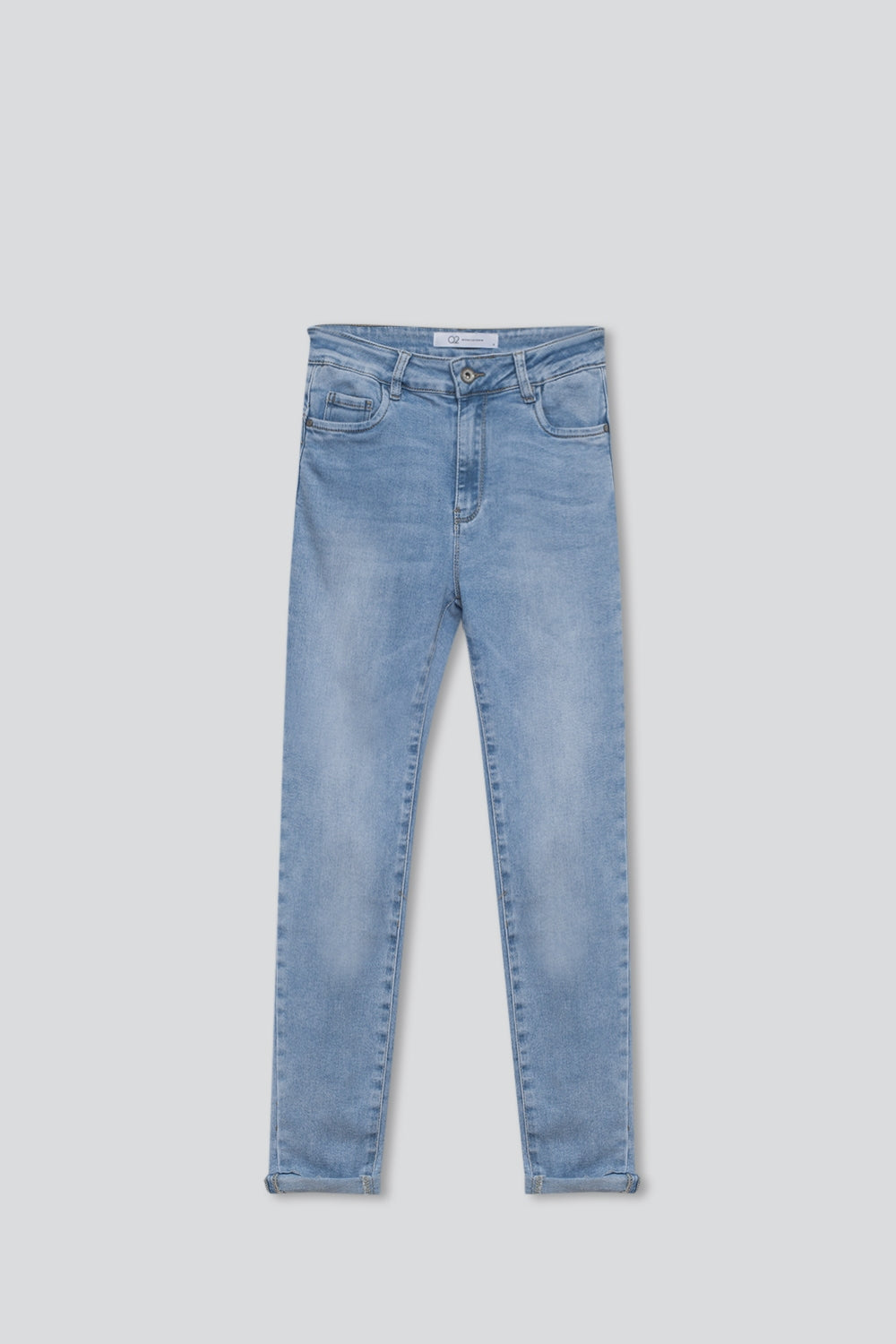 Calças de ganga super skinny de cintura regular em lavagem clara com 5 bolsos