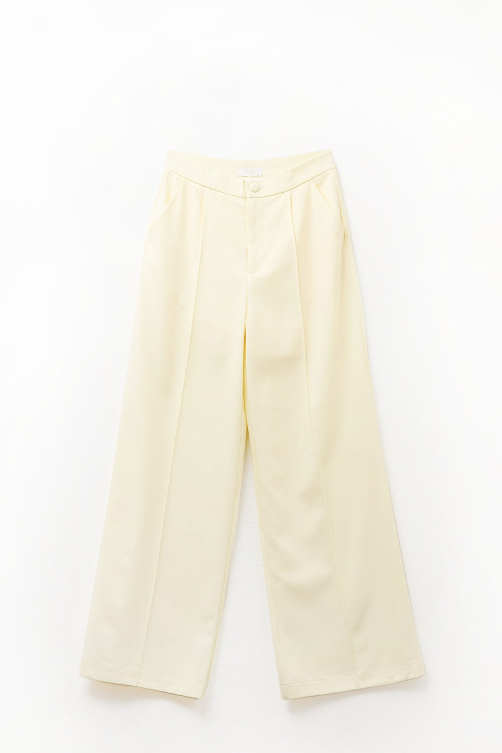 Calça de perna larga sob medida em amarelo