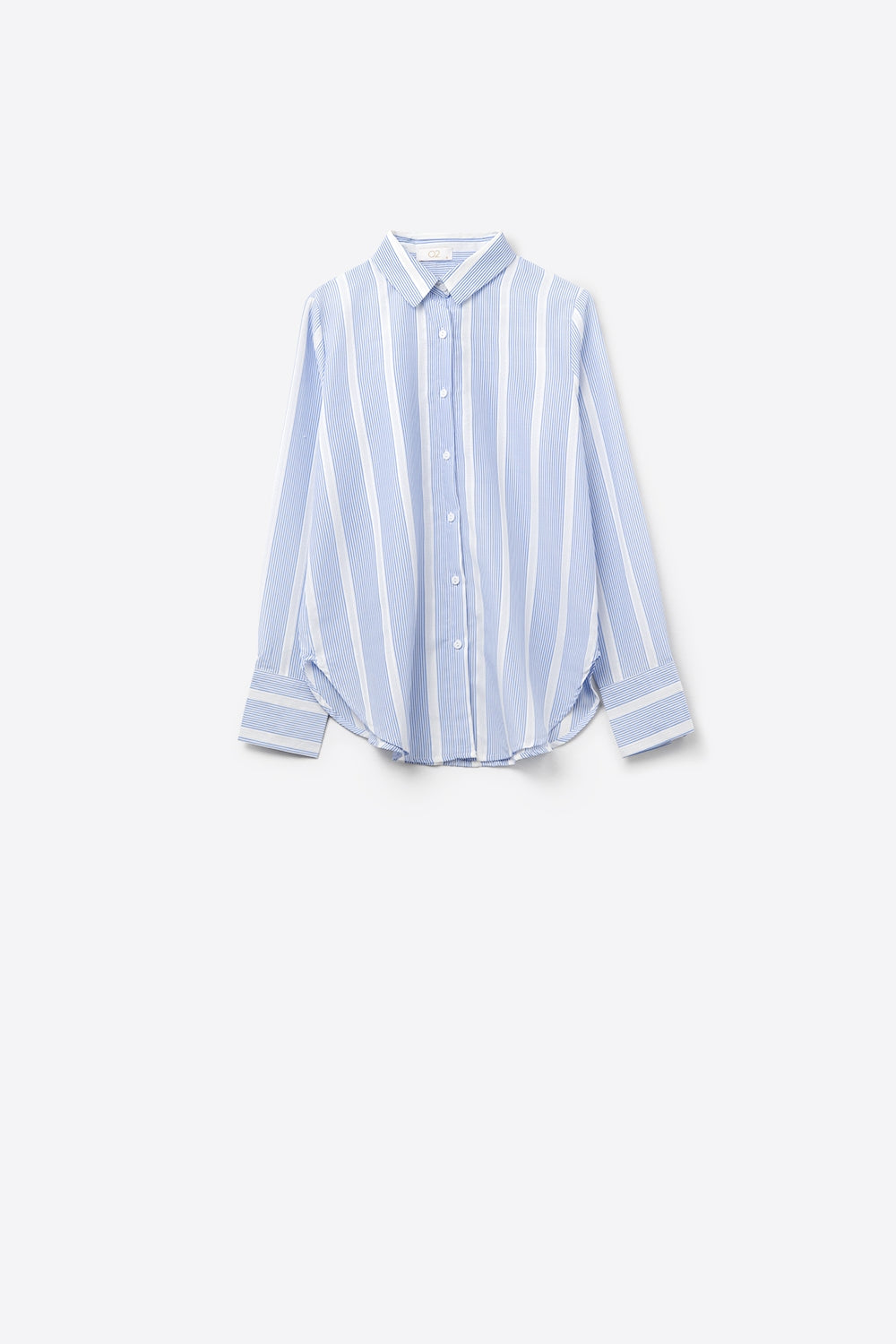 Camisa às riscas de tecido macio em azul e branco