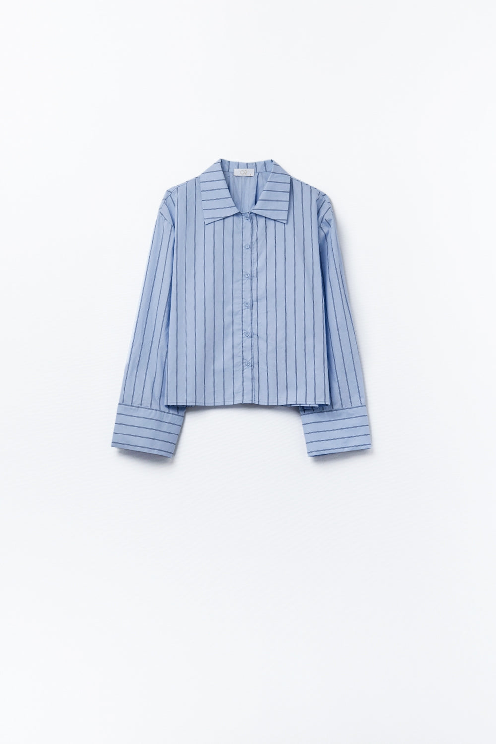 camisa de popelina às riscas azuis