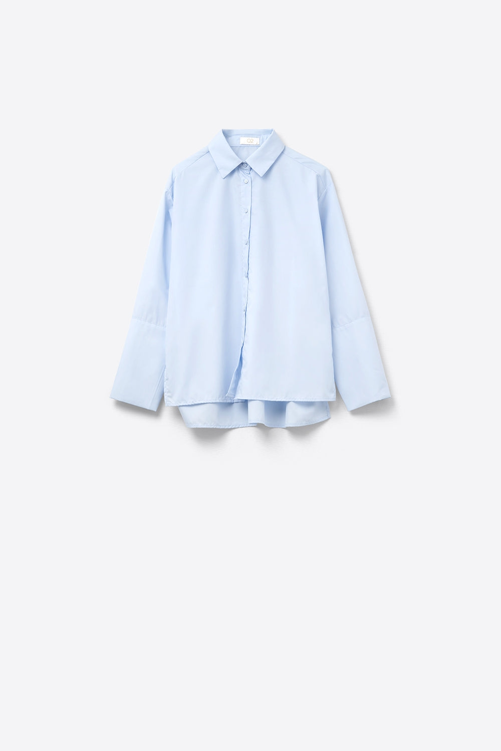 Q2 Camisa de popelina azul com punhos extra largos