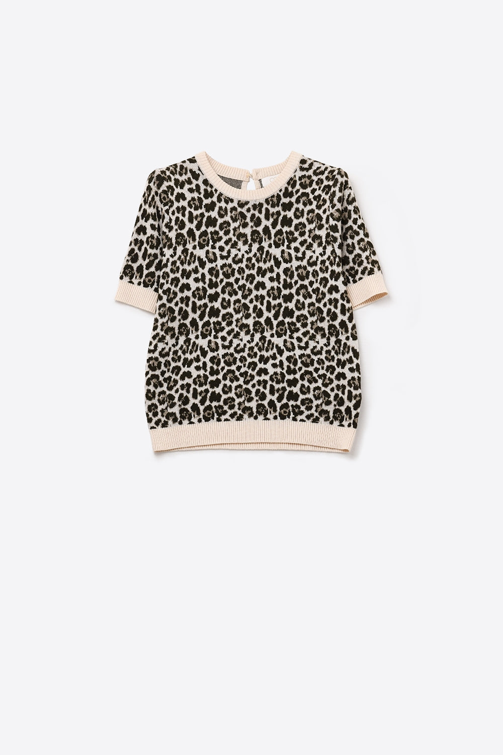Camisola chique de manga curta com estampado de leopardo