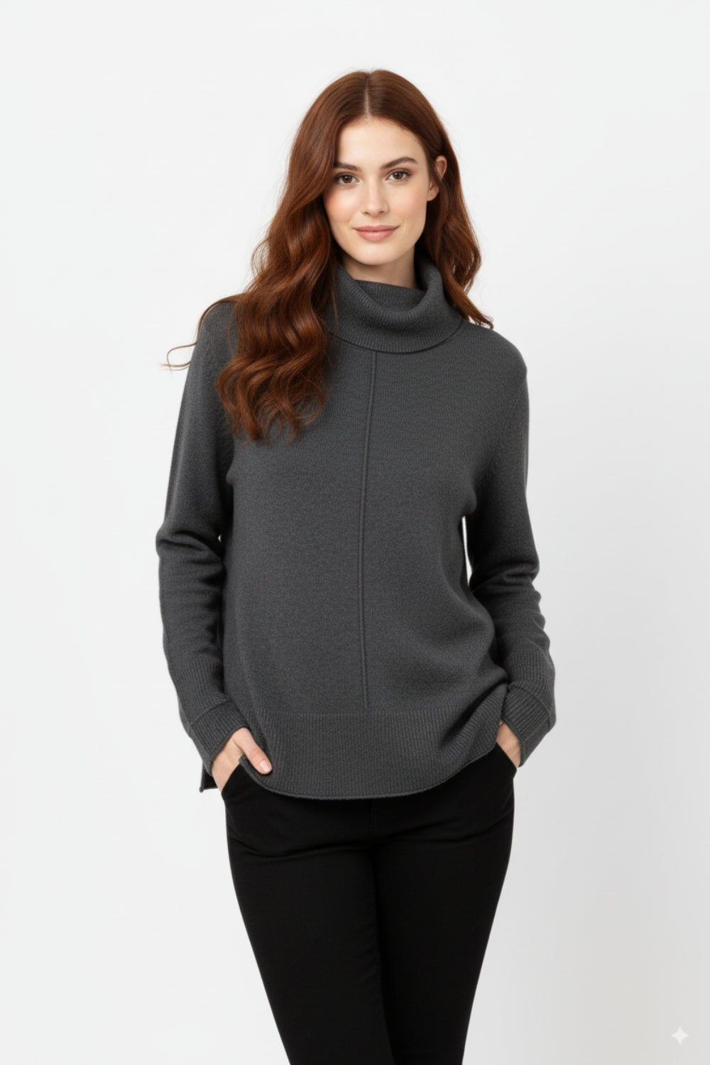 Camisola com gola redonda de grandes dimensões em preto