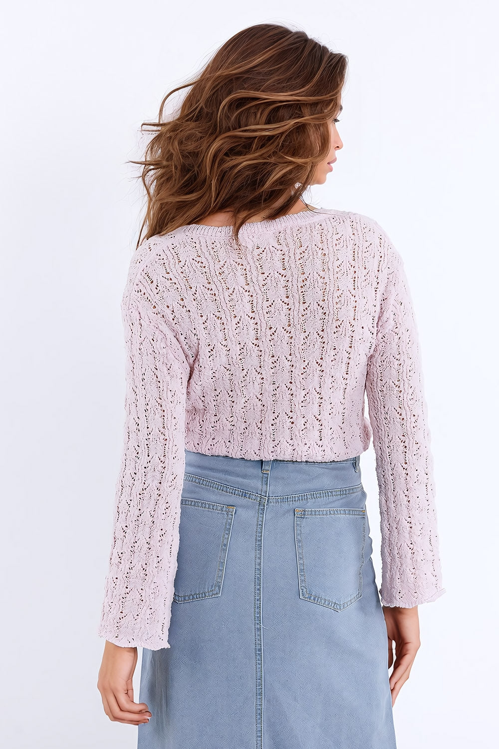 Camisola cor-de-rosa com mangas largas