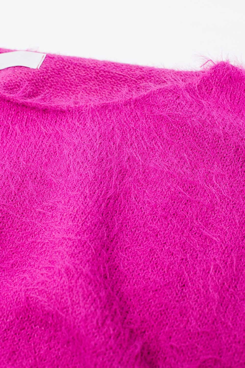 Camisola curta e fofa em fúcsia ajustada à cintura