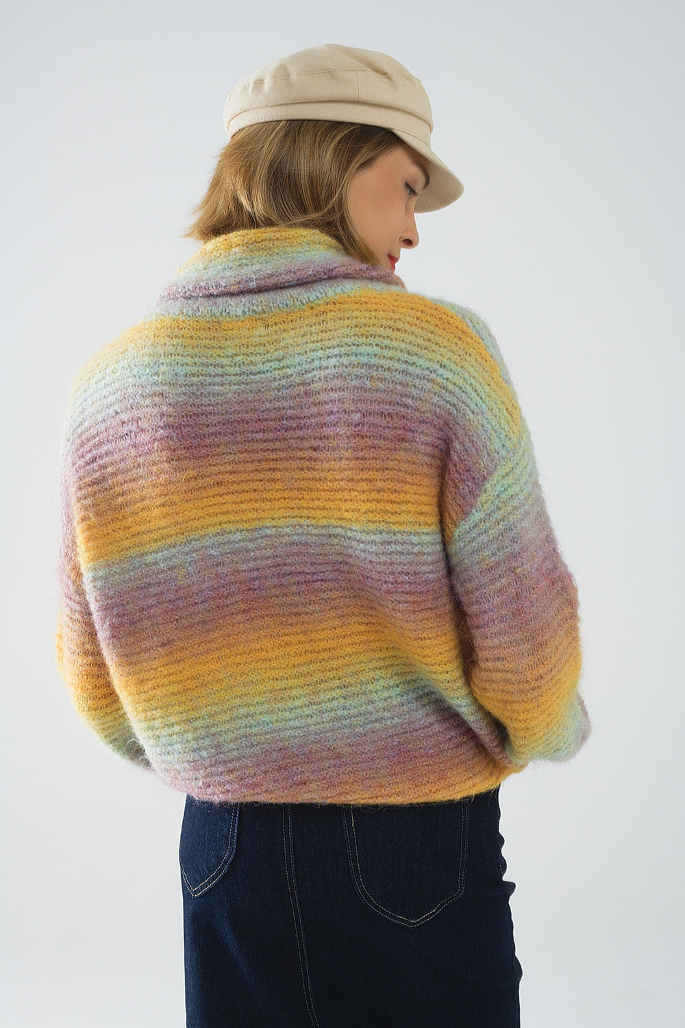 Camisola de gola alta confortável em multicolor