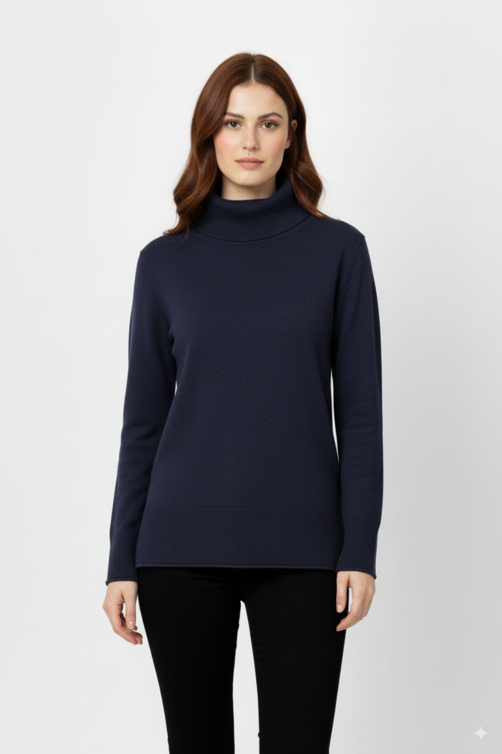 Camisola de gola redonda em azul-marinho