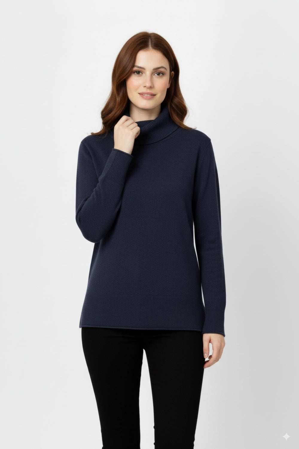 Camisola de gola redonda em azul-marinho