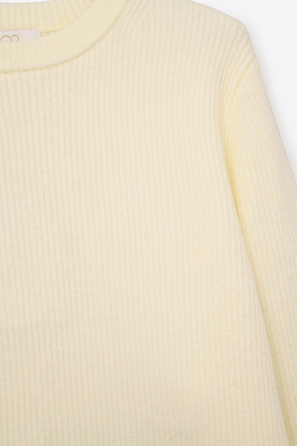Camisola de malha canelada confortável em creme