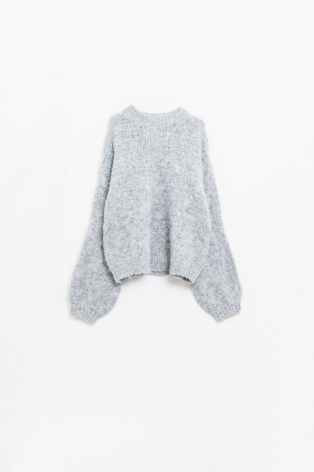 Q2 Camisola de malha cinzenta de grandes
