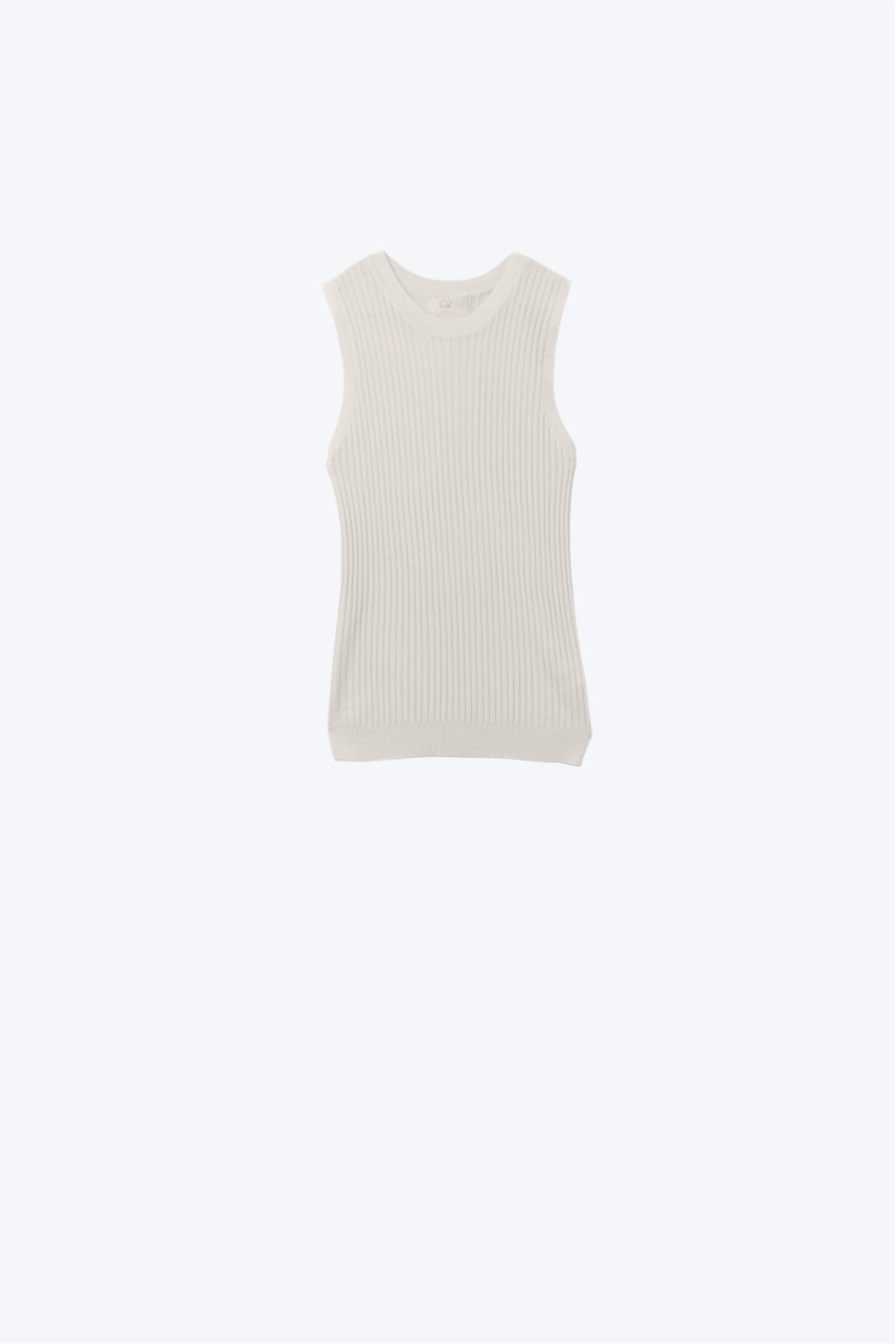 Camisola de malha com nervuras sem mangas de corte justo em bege