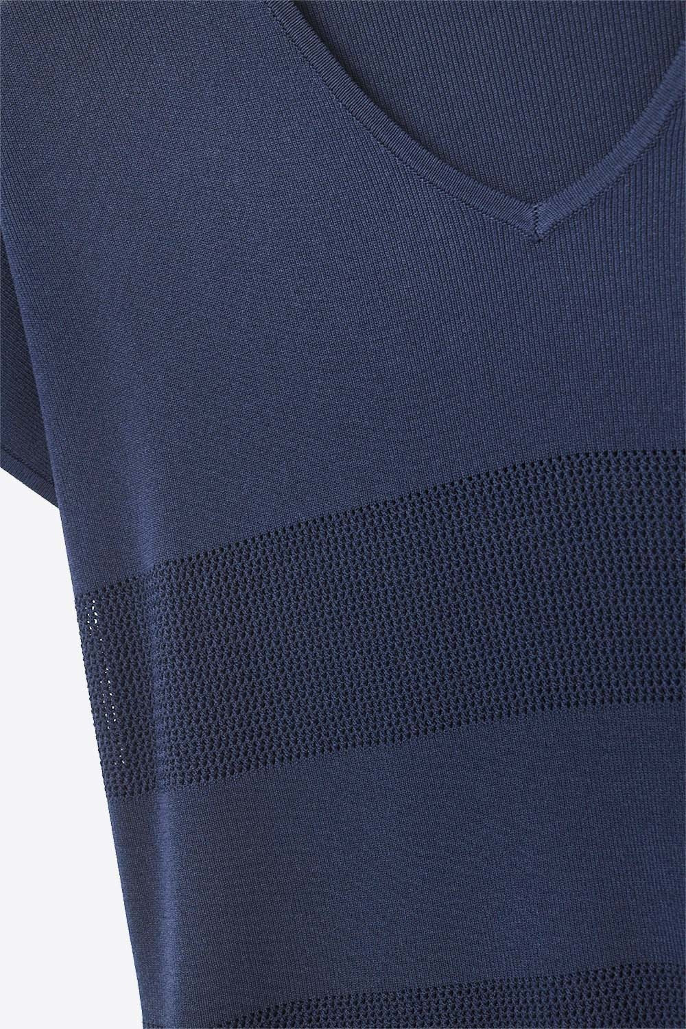 Camisola de malha com riscos azul-marinho