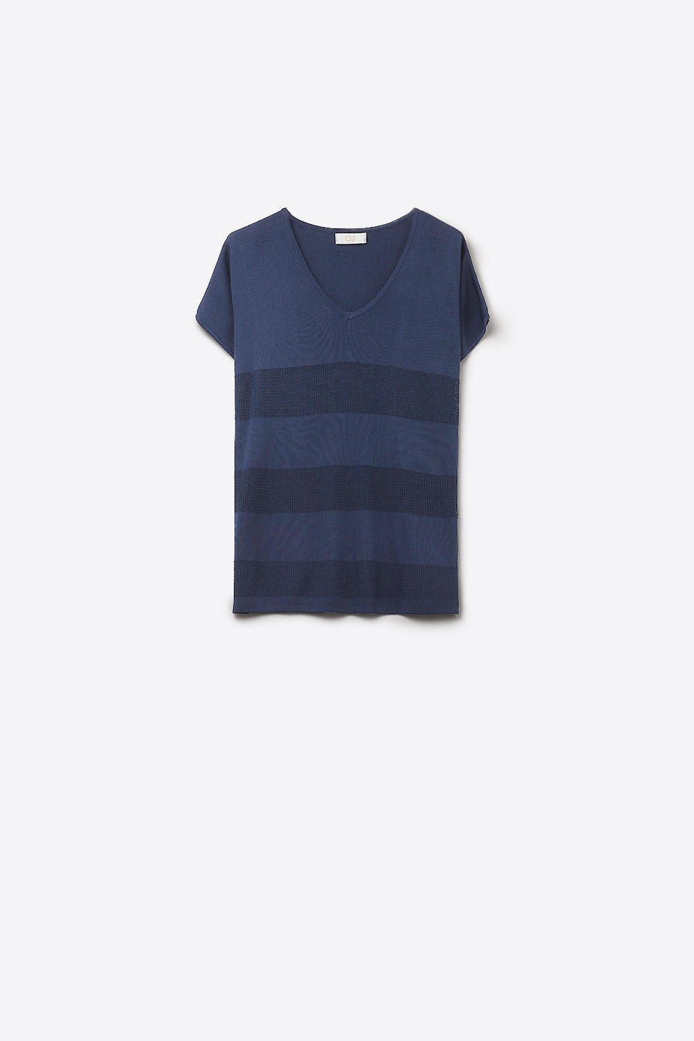 Camisola de malha com riscos azul-marinho