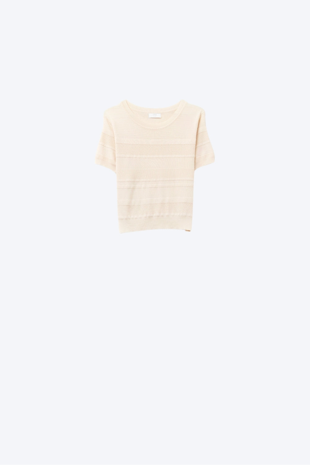 Camisola de malha com riscos texturizados em bege
