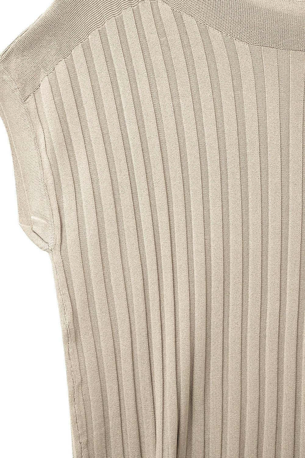 Camisola de malha fina bege com gola redonda