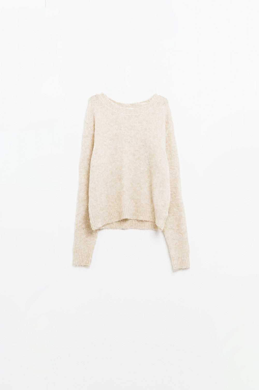 camisola de malha macia de corte padrão em bege