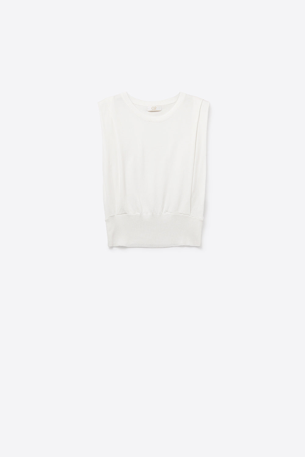 Q2 Camisola de malha sem mangas com drapeado nos ombros em branco
