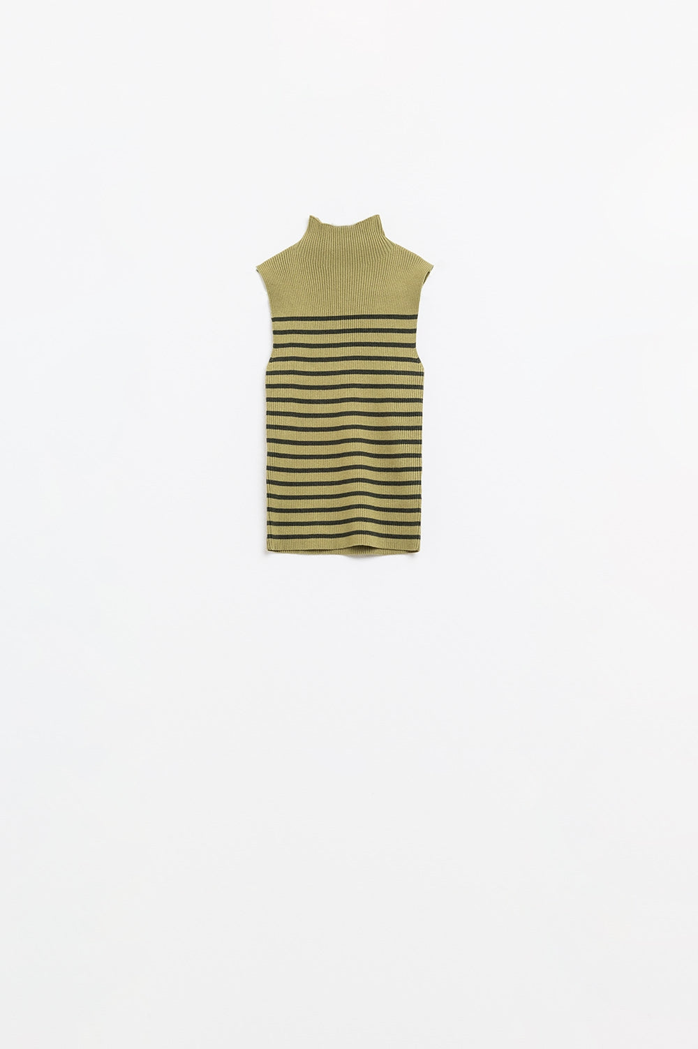 Camisola de tartaruga às riscas em verde azeitona