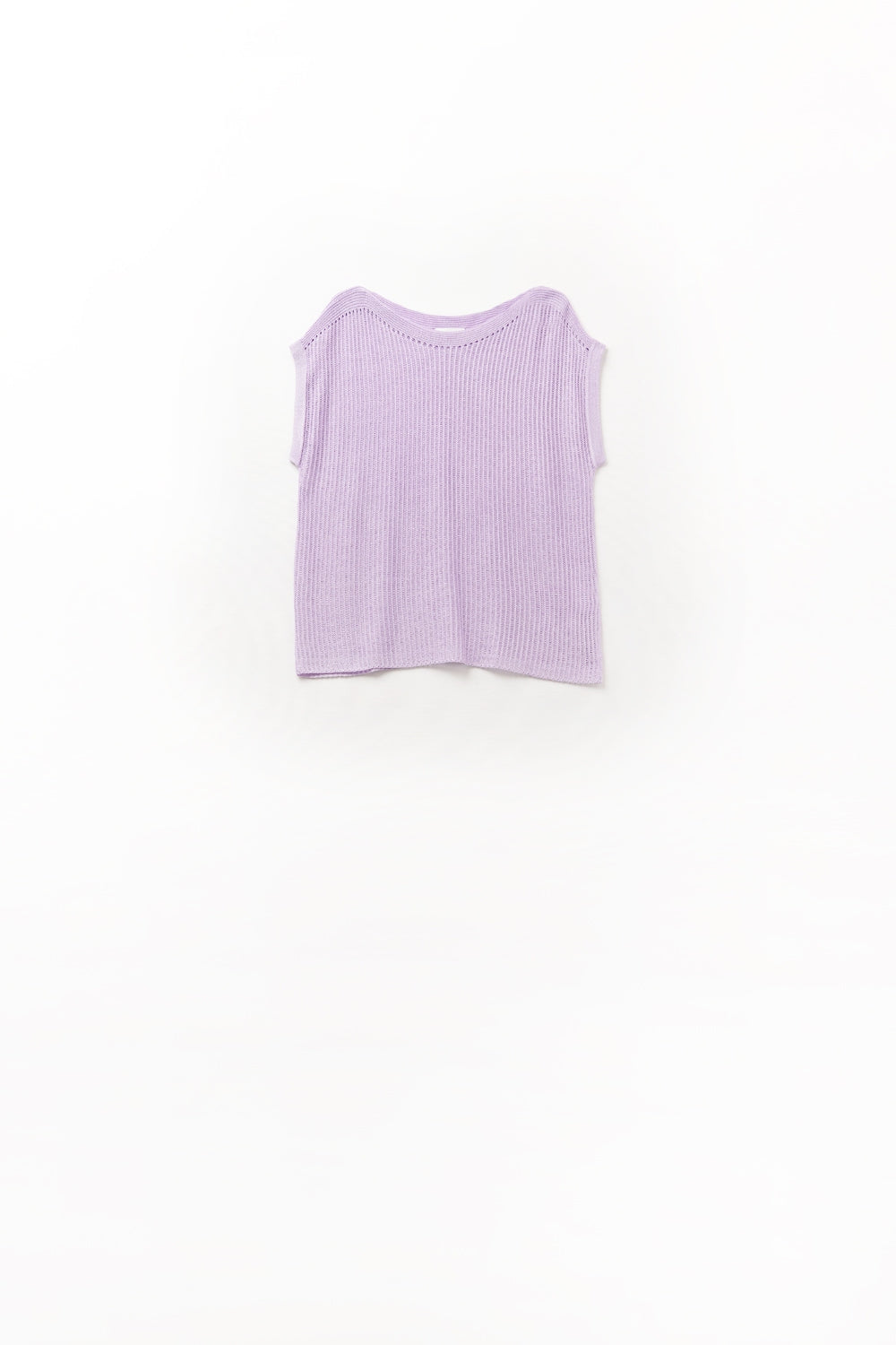 Q2 Camisola lilás com decote canoa e mangas caídas em malha