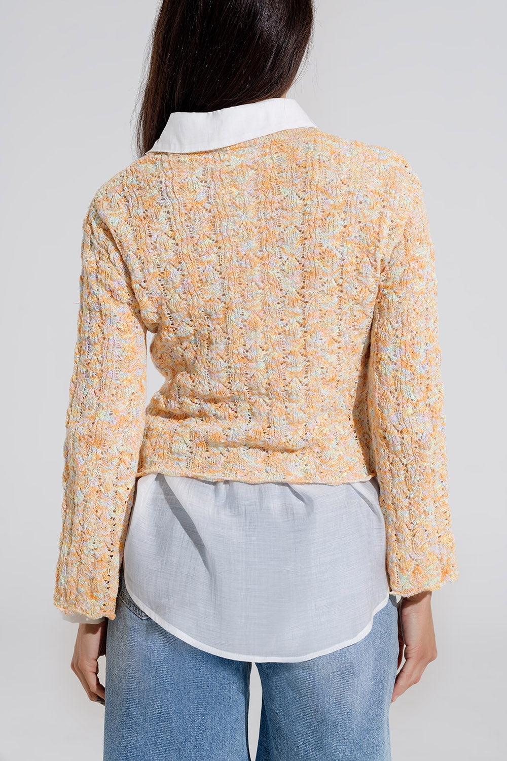 Camisola multicolorida com mangas largas