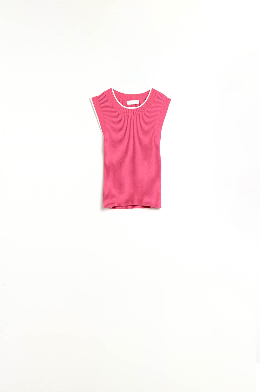 Camisola regata rosa framboesa com rebordo branco