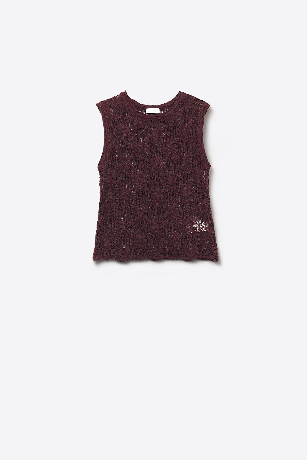 Camisola sem mangas em croché roxa borgonha