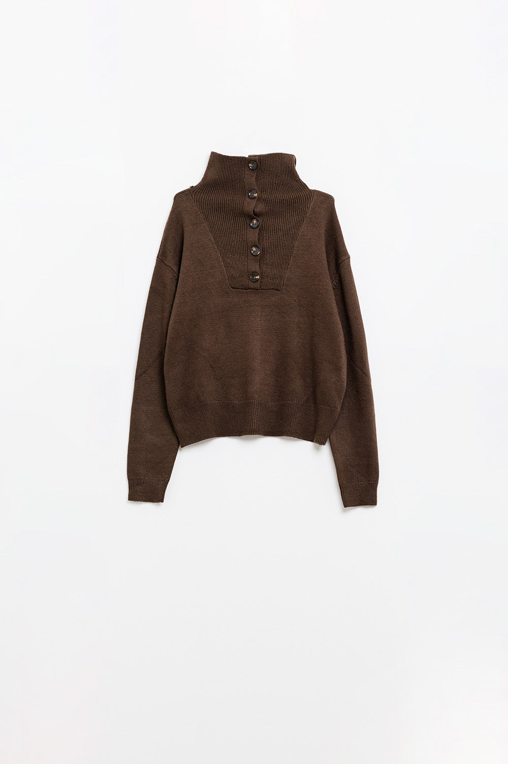Camisola solta castanha com fecho de botões