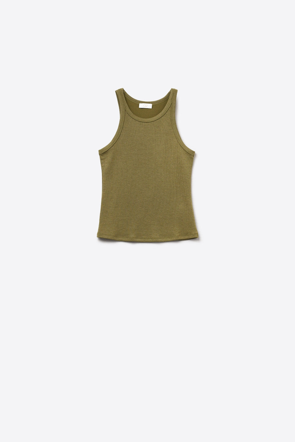 Cáqui T-shirt justa tipo nadador com decote redondo e alças