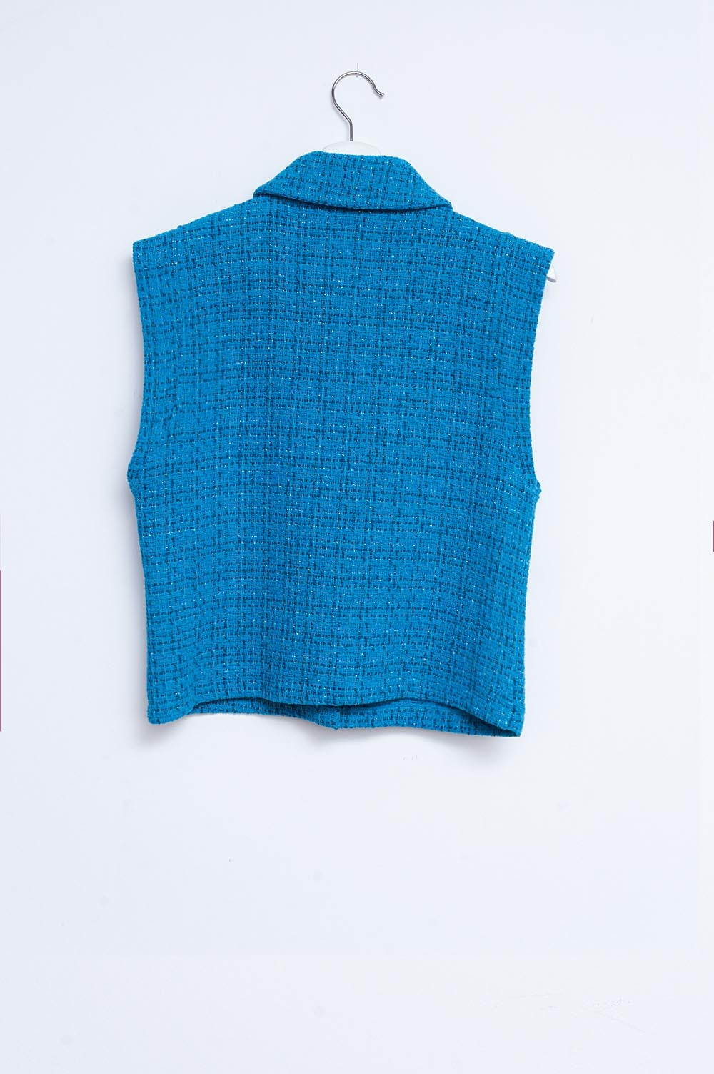 Casaco de fato azul bouclé talhado