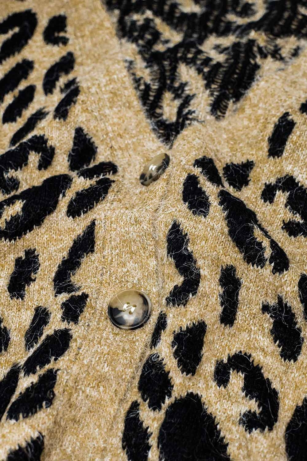 casaco de malha macia com estampado de leopardo