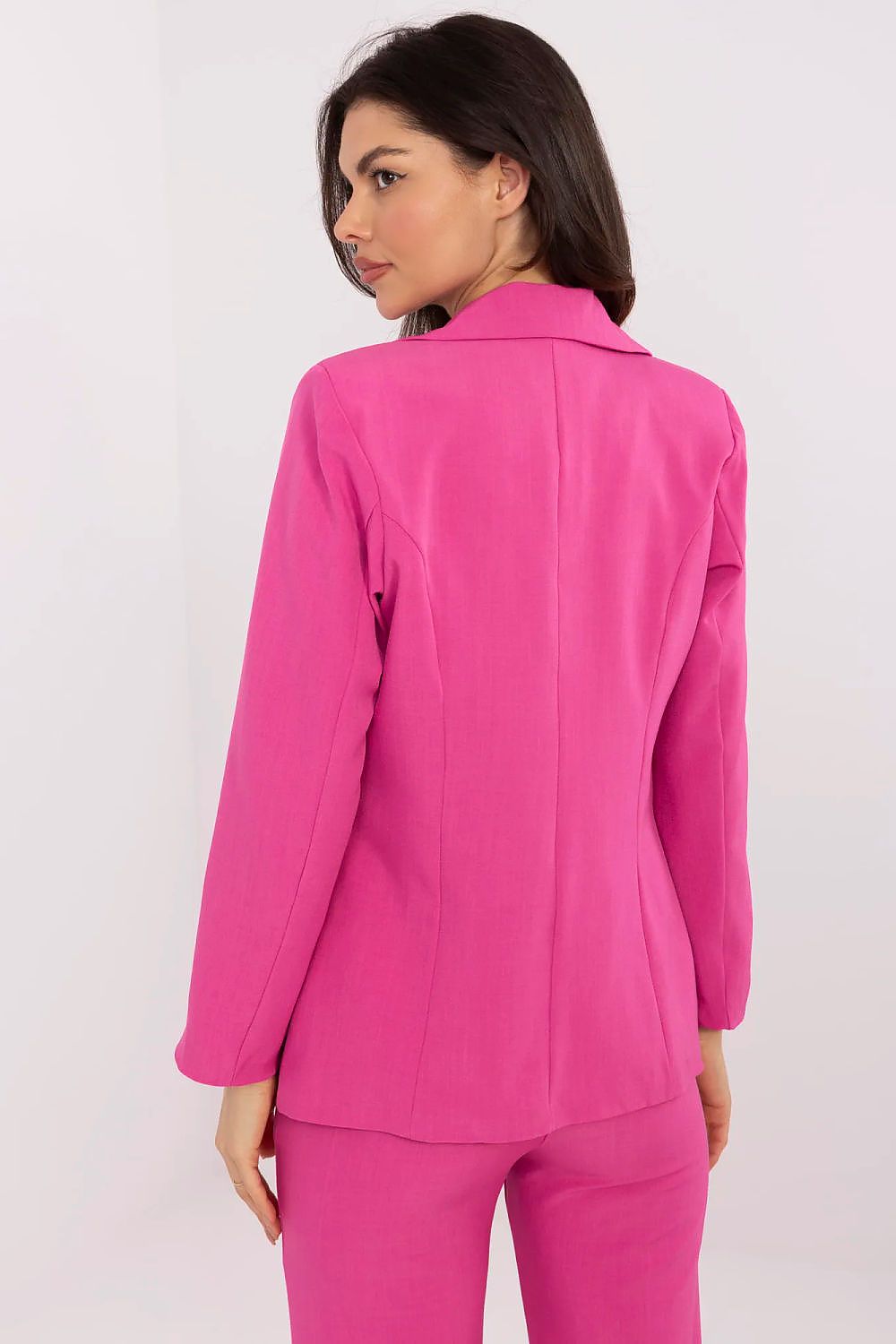 Italy Moda vibrant pink casual elegant blazer for women with a tailored fit shown from the back