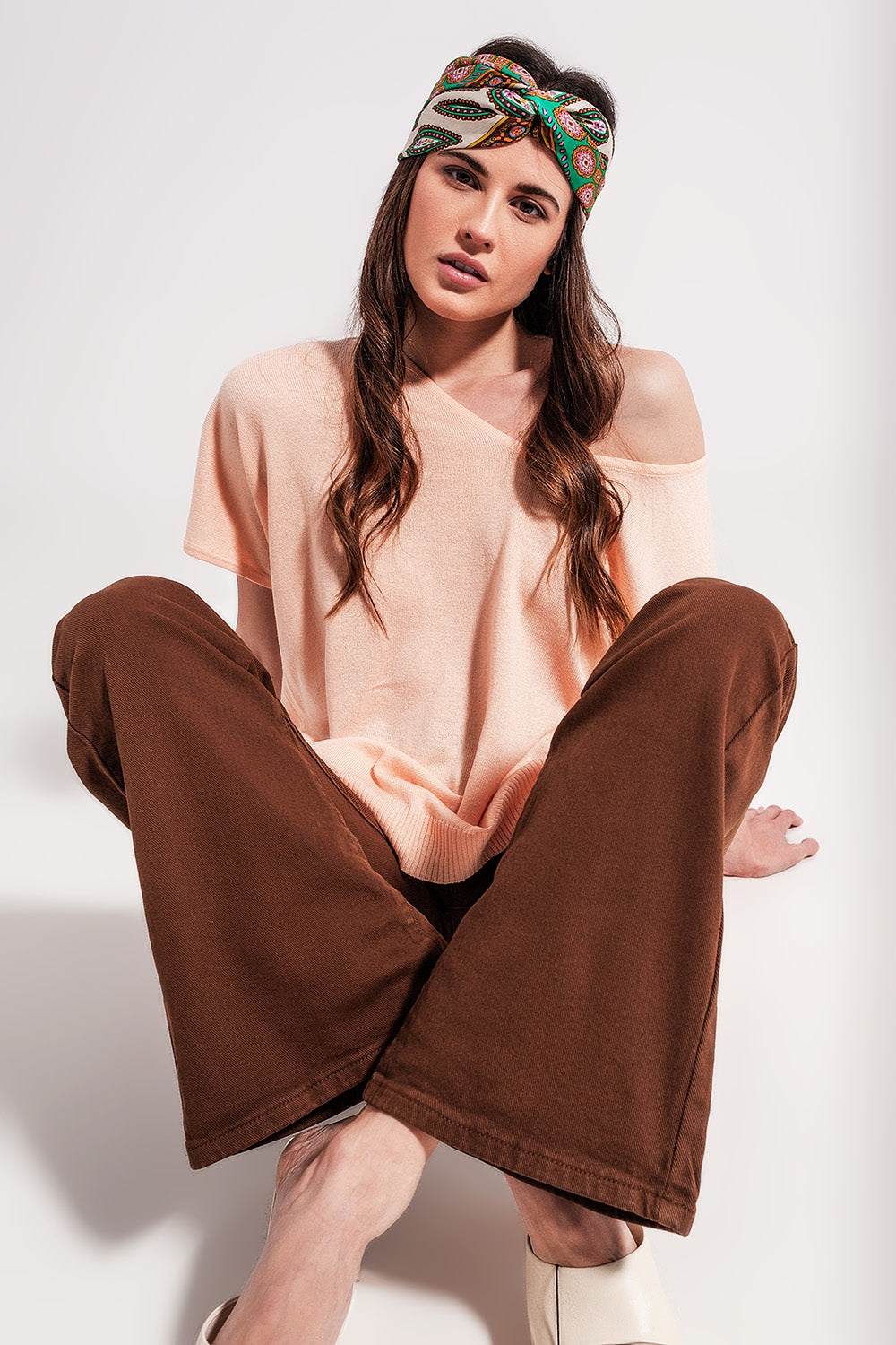 Calça jeans flare chocolate