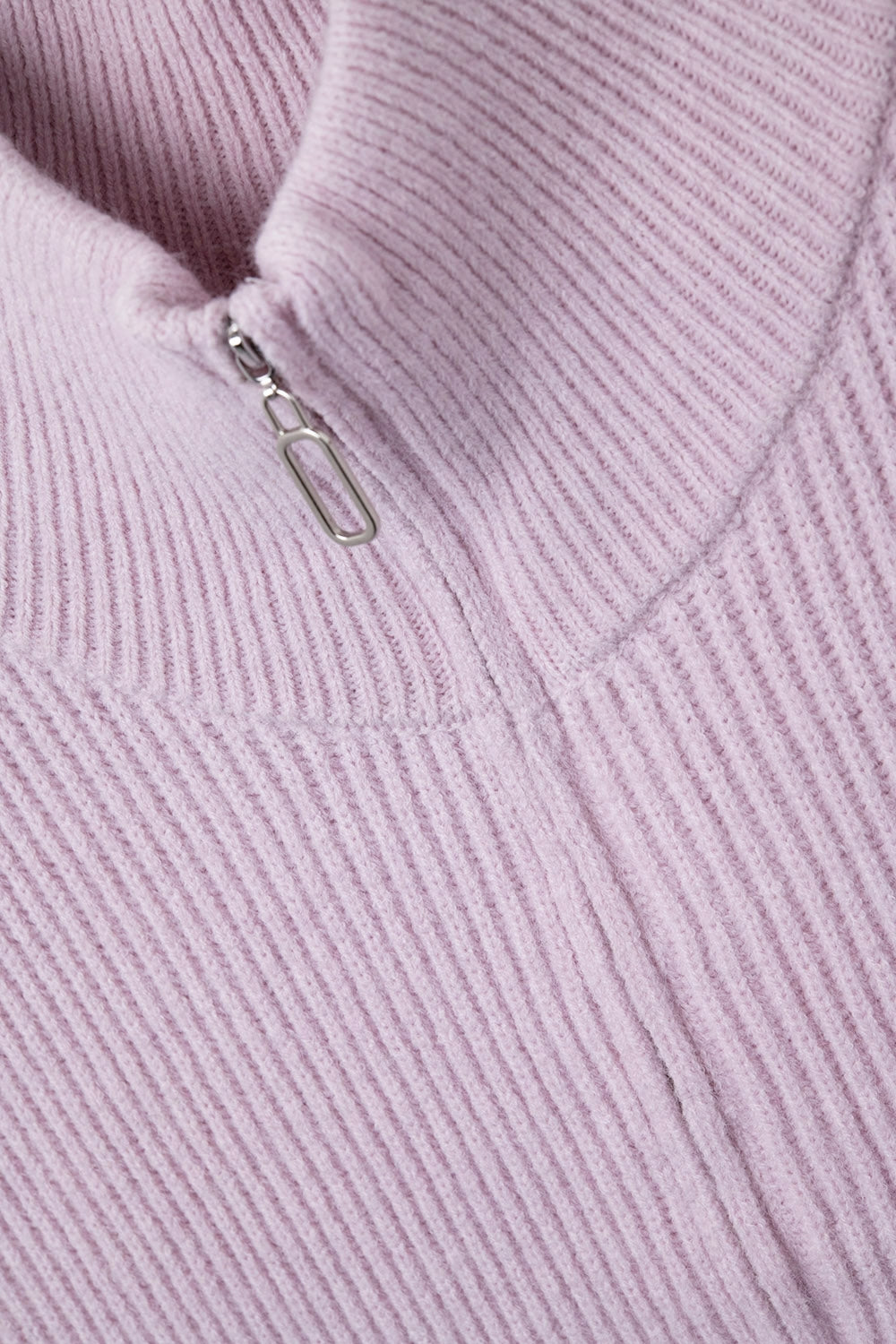 Colete de Malha com Gola Alta em Meia-Zip e Grandes Cavas em rosa