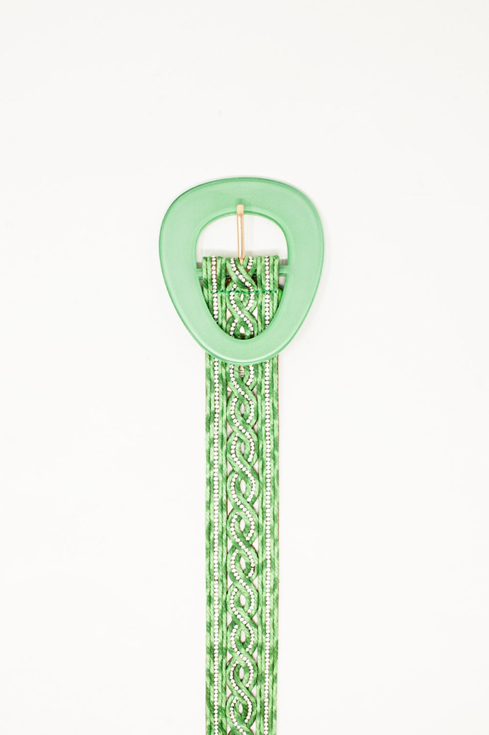 Cinto com cristais embelezados em verde