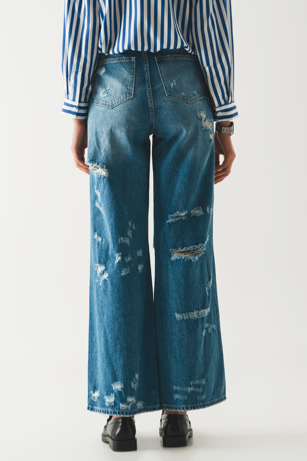 jeans boyfriend destruído azul